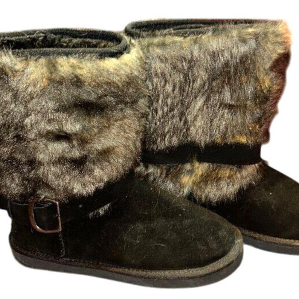 Muffy Black Faux Fur & Suede Winter Boots 8M Womens